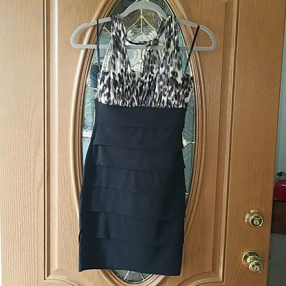 SweetΒ Stormβanimal print/black halter dress Sz.βS